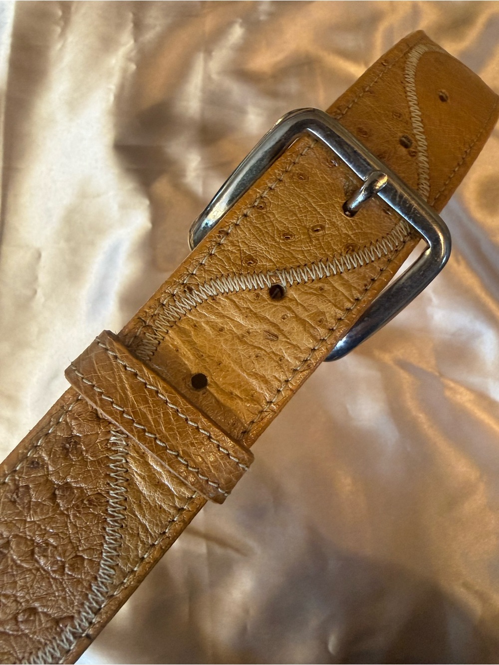 Men's Brown Leather Casual Belt with Silver Buckle